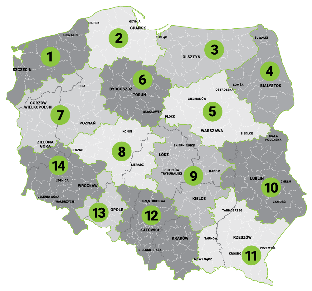 mapa przedstawicieli LIDEA na rok 2024 i 2025