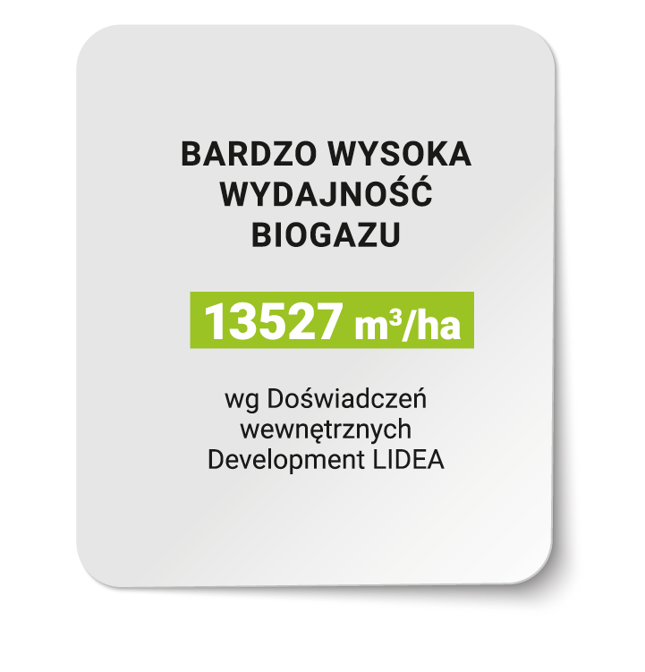 BARDZO WYSOKA WYDAJNOŚĆ BIOGAZU